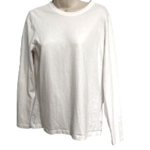 LL BEAN White Long Sleeve Cotton Blouse Top Shirt Womens Medium